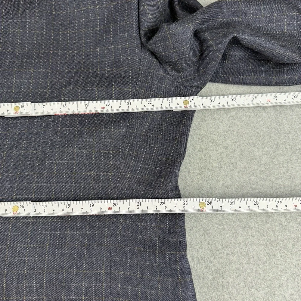 Vintage Burberry London Wool Windowpane Blazer Sport Coat 46R Mens Blue